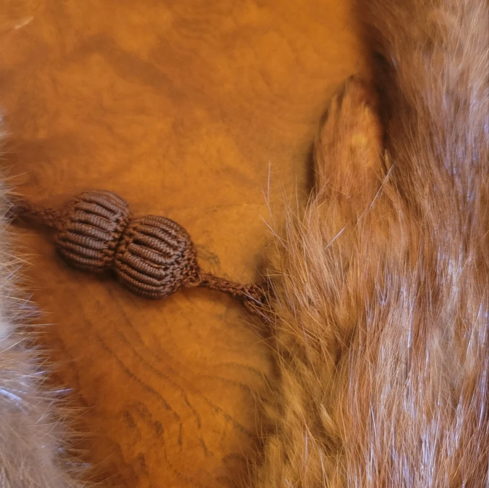 Vintage Stone Martin Fur Head Tail Collar Shawl Shrug Wrap